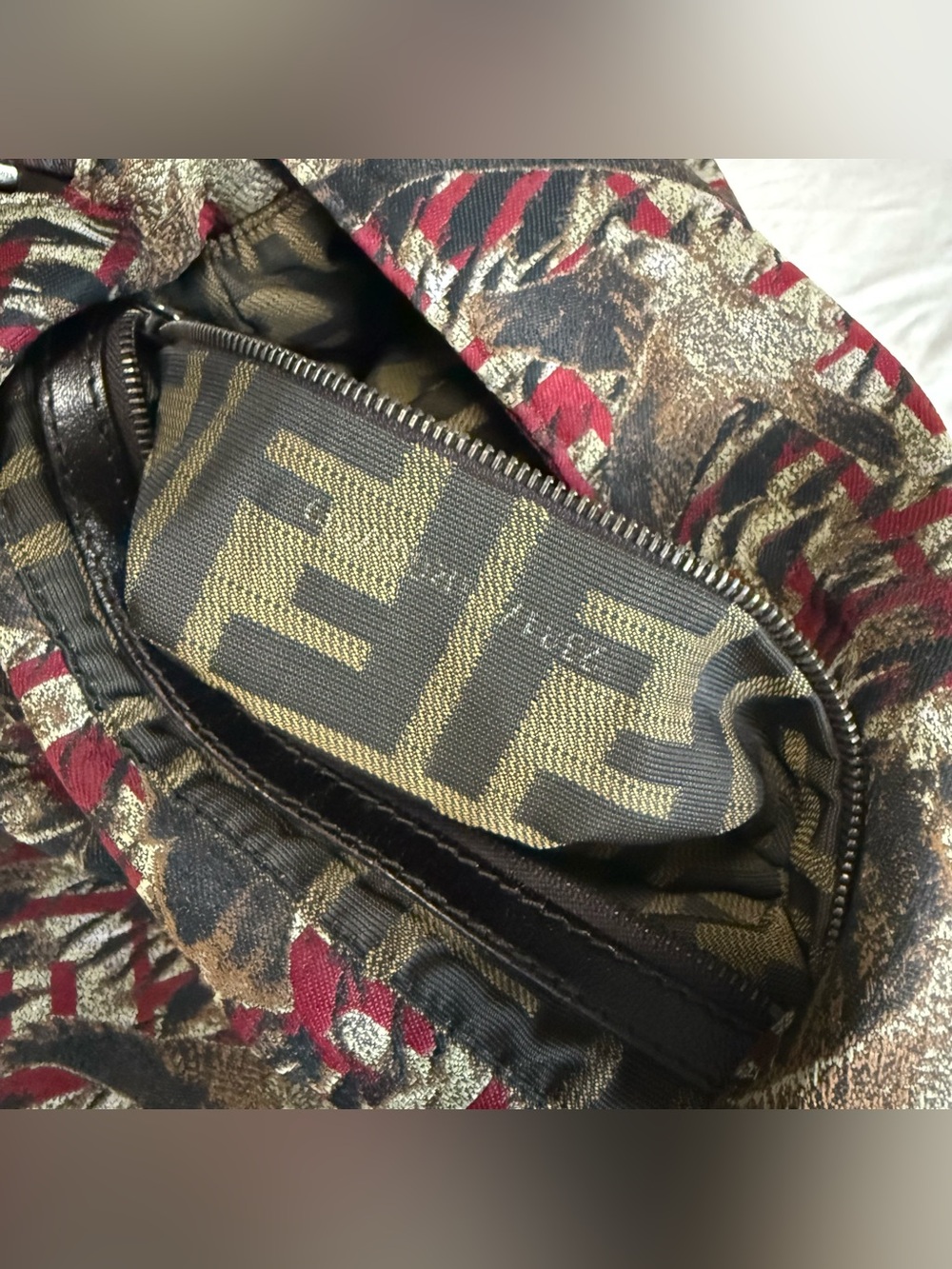 LAST DAY Fendi RARE Zucca Falcon Bird Print Red Mama Forever Baguette Bag - Picture 10 of 12